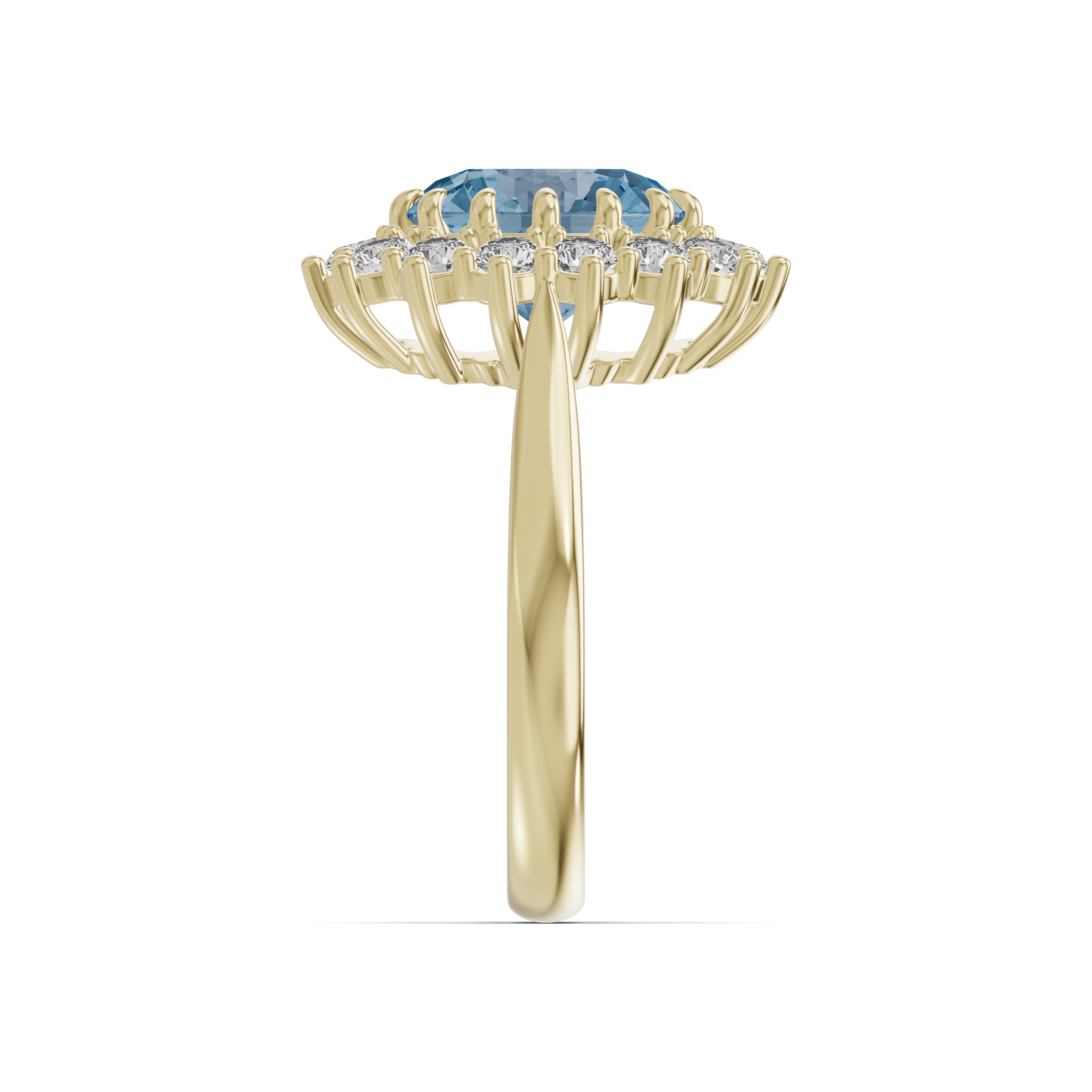 Iconic Oval Aquamarine & Diamond Halo Ring (10x8mm)