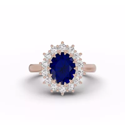 Iconic Oval Sapphire & Lab Diamond Halo Ring (10x8mm)