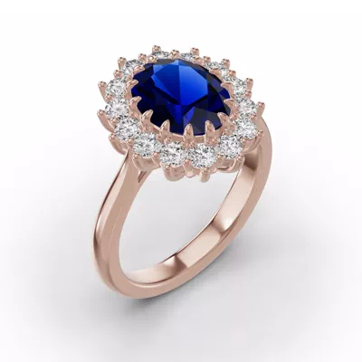 Iconic Oval Sapphire & Lab Diamond Halo Ring (10x8mm)