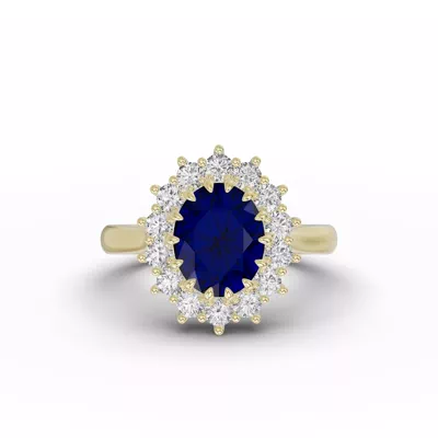 Iconic Oval Sapphire & Lab Diamond Halo Ring (10x8mm)