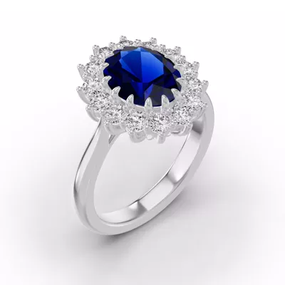 Iconic Oval Sapphire & Lab Diamond Halo Ring (10x8mm)