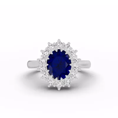 Iconic Oval Sapphire & Diamond Halo Ring (10x8mm)