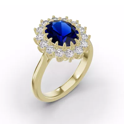 Iconic Oval Sapphire & Diamond Halo Ring (10x8mm)