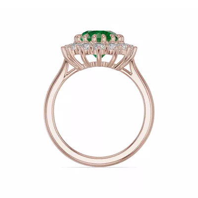 Iconic Oval Emerald & Diamond Halo Ring (10x8mm)