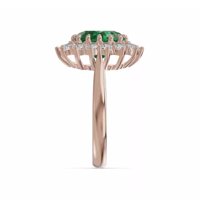 Iconic Oval Emerald & Diamond Halo Ring (10x8mm)