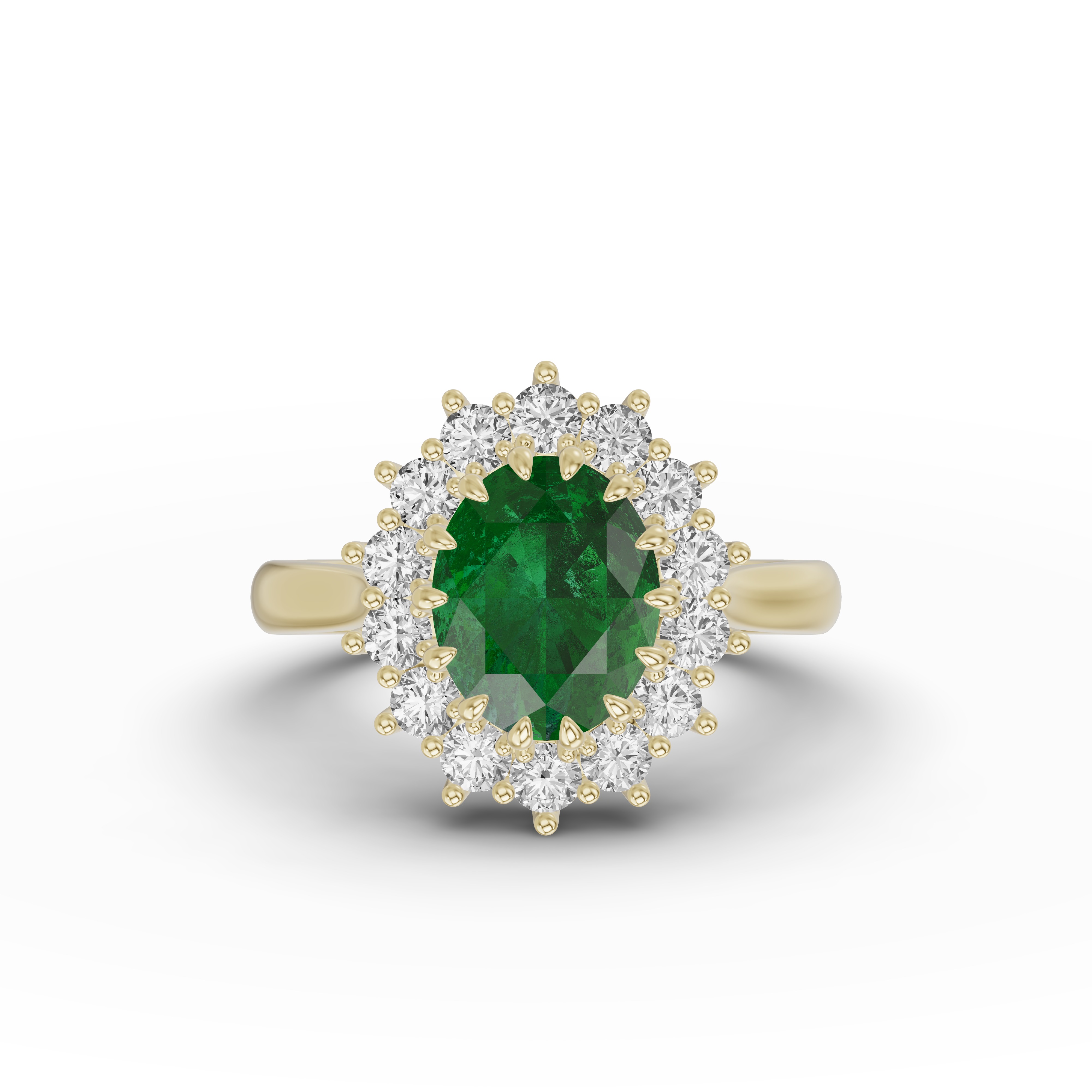 Iconic Oval Emerald & Diamond Halo Ring (10x8mm)