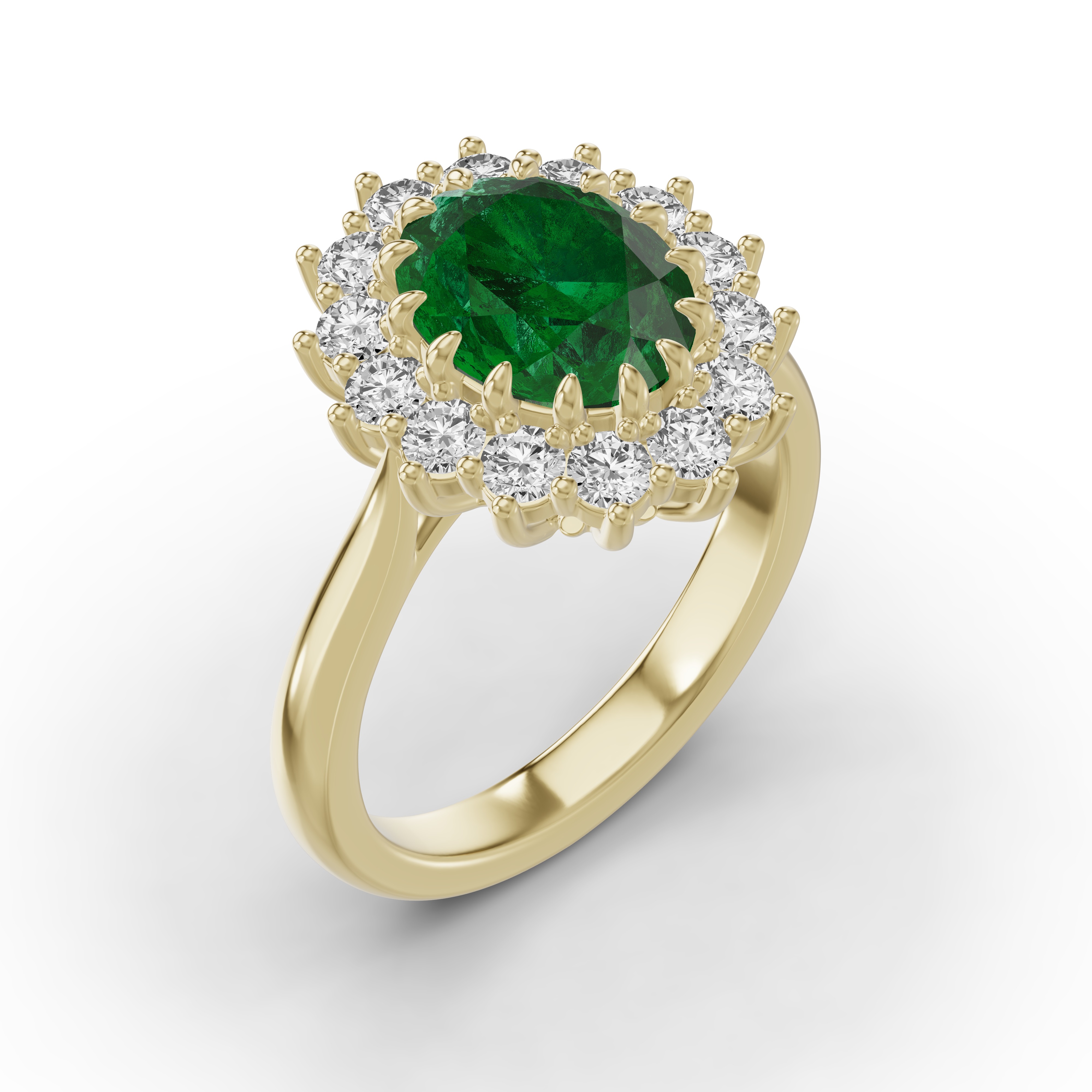 Iconic Oval Emerald & Diamond Halo Ring (10x8mm)