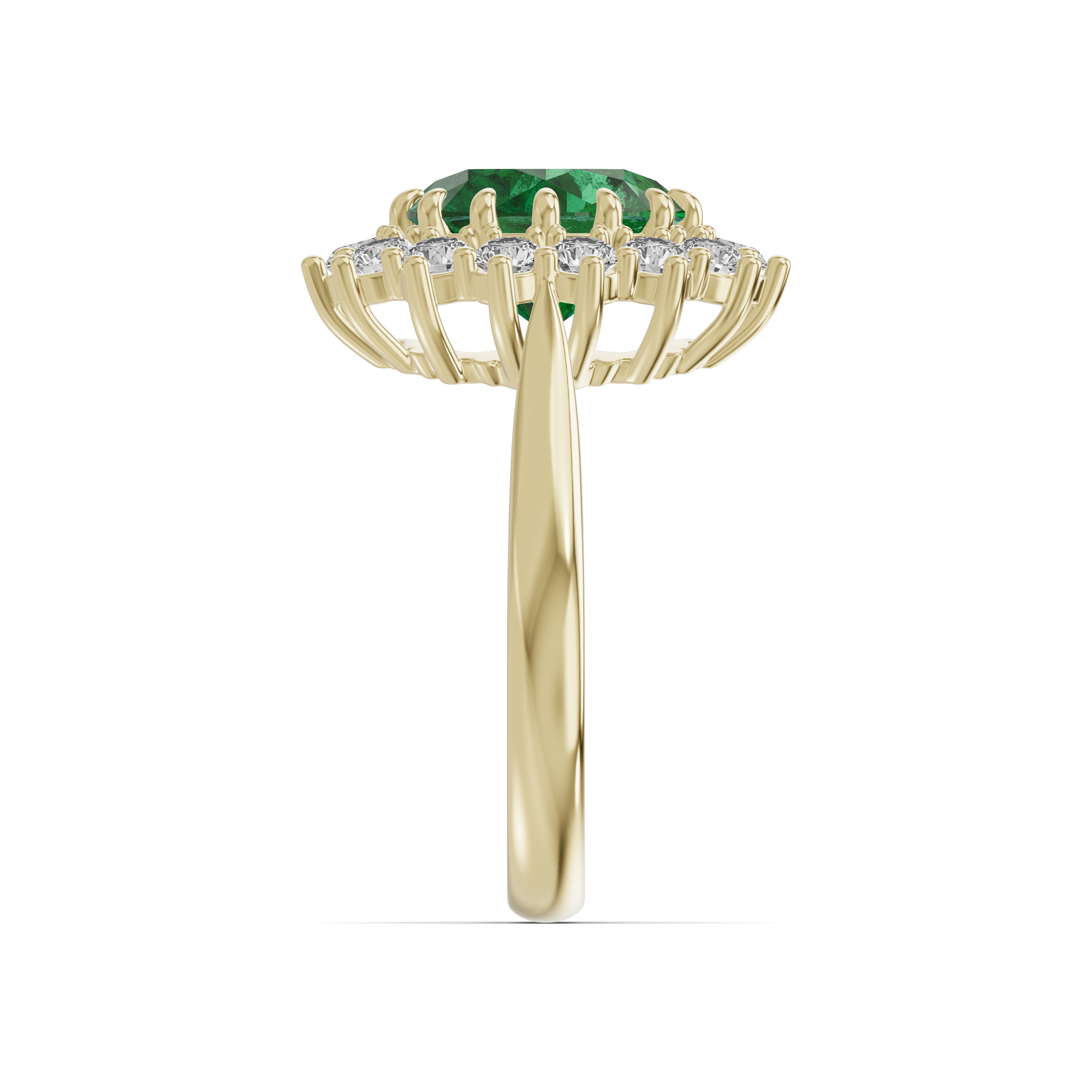 Iconic Oval Emerald & Diamond Halo Ring (10x8mm)