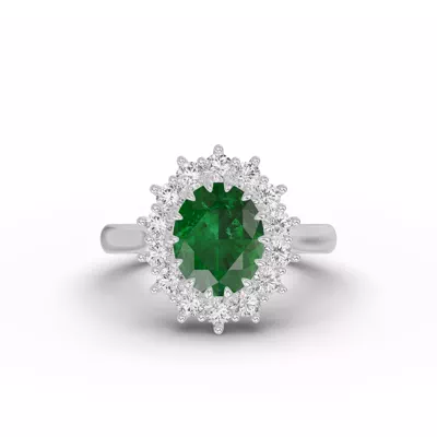 Iconic Oval Emerald & Lab Diamond Halo Ring (10x8mm)