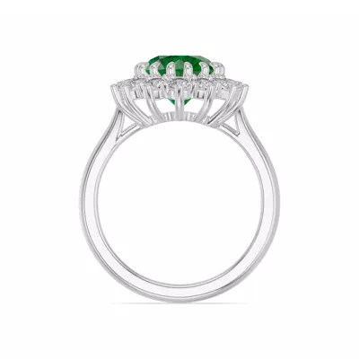Iconic Oval Emerald & Lab Diamond Halo Ring (10x8mm)