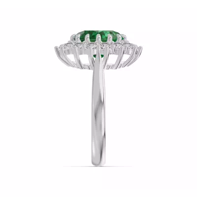 Iconic Oval Emerald & Lab Diamond Halo Ring (10x8mm)