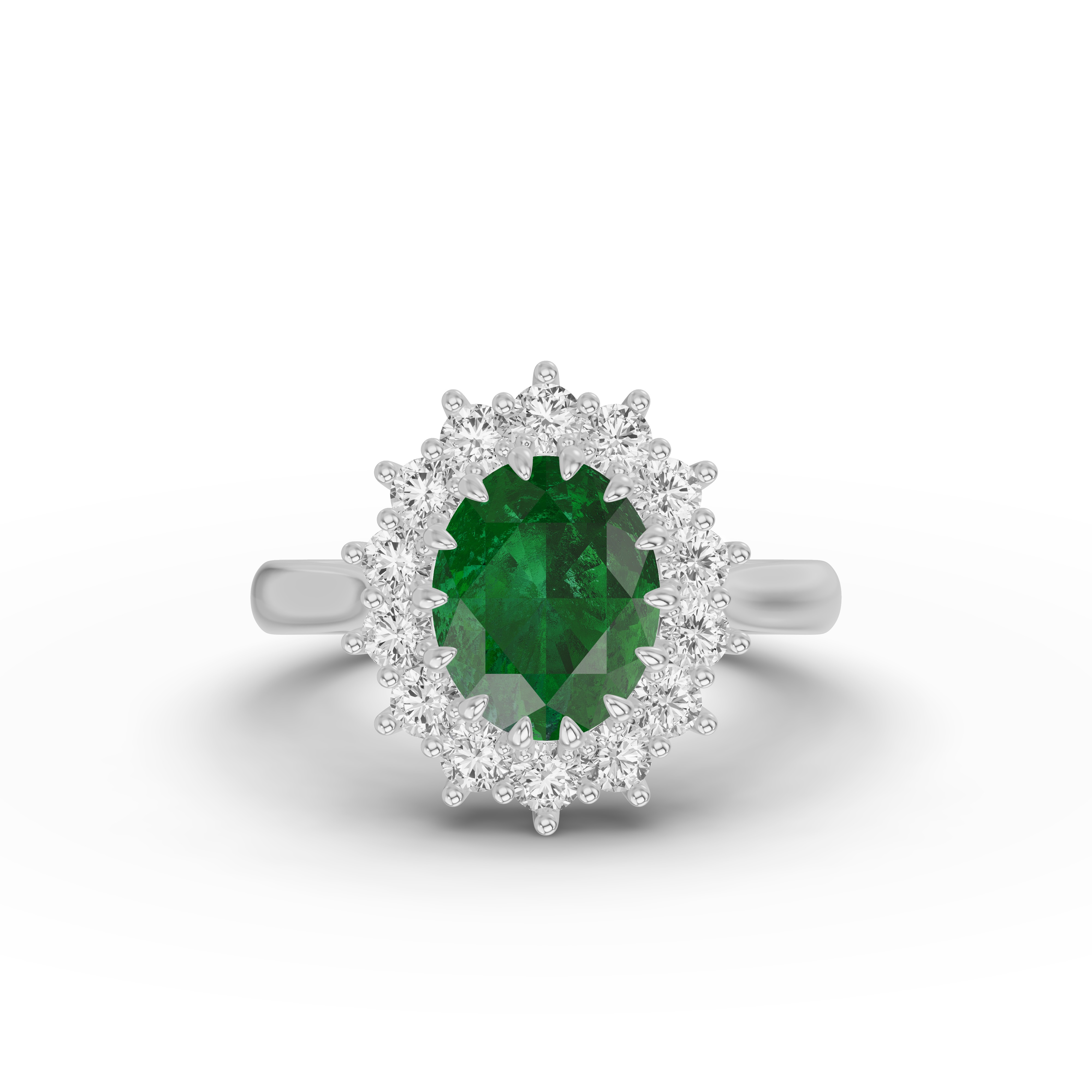 Iconic Oval Emerald & Diamond Halo Ring (10x8mm)