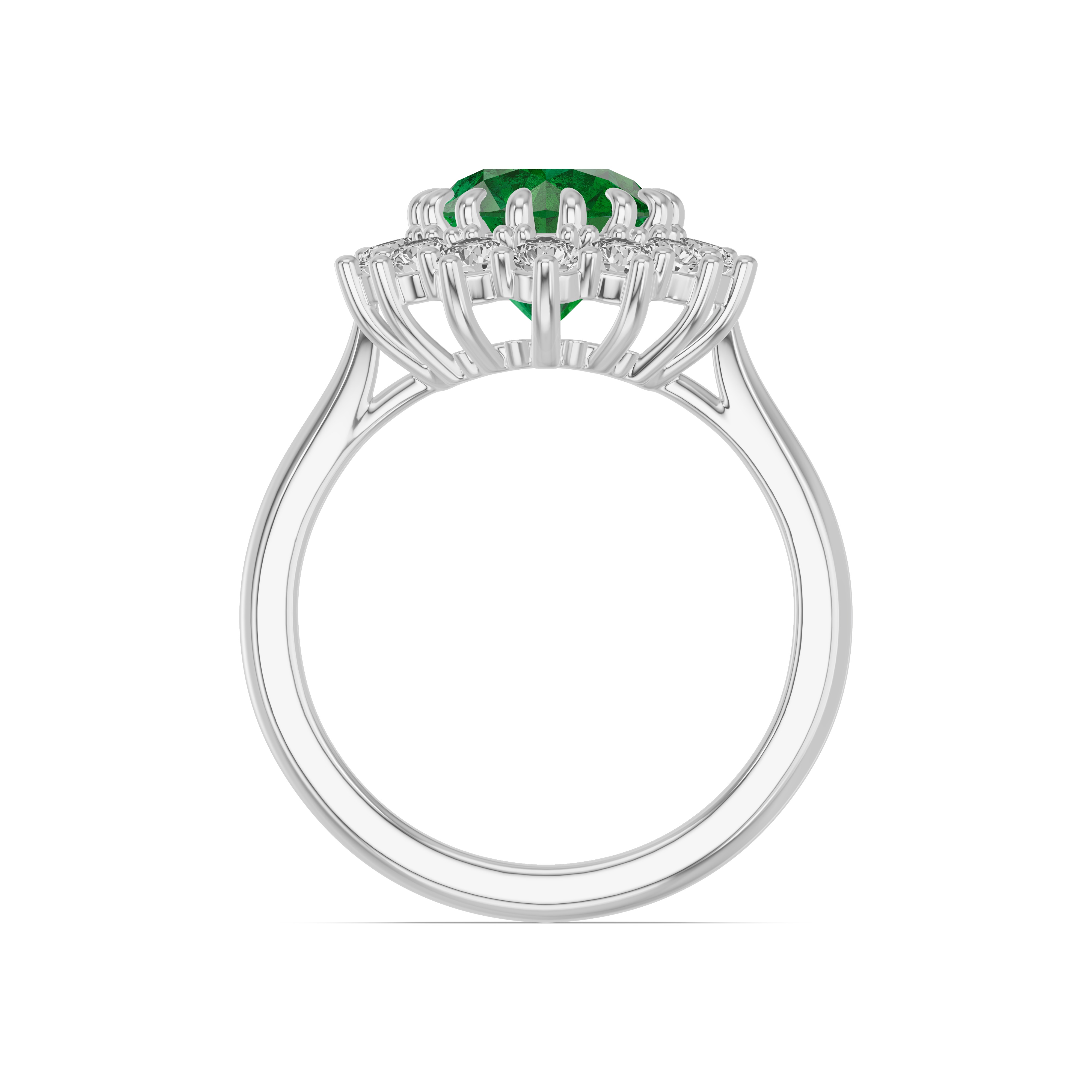 Iconic Oval Emerald & Diamond Halo Ring (10x8mm)