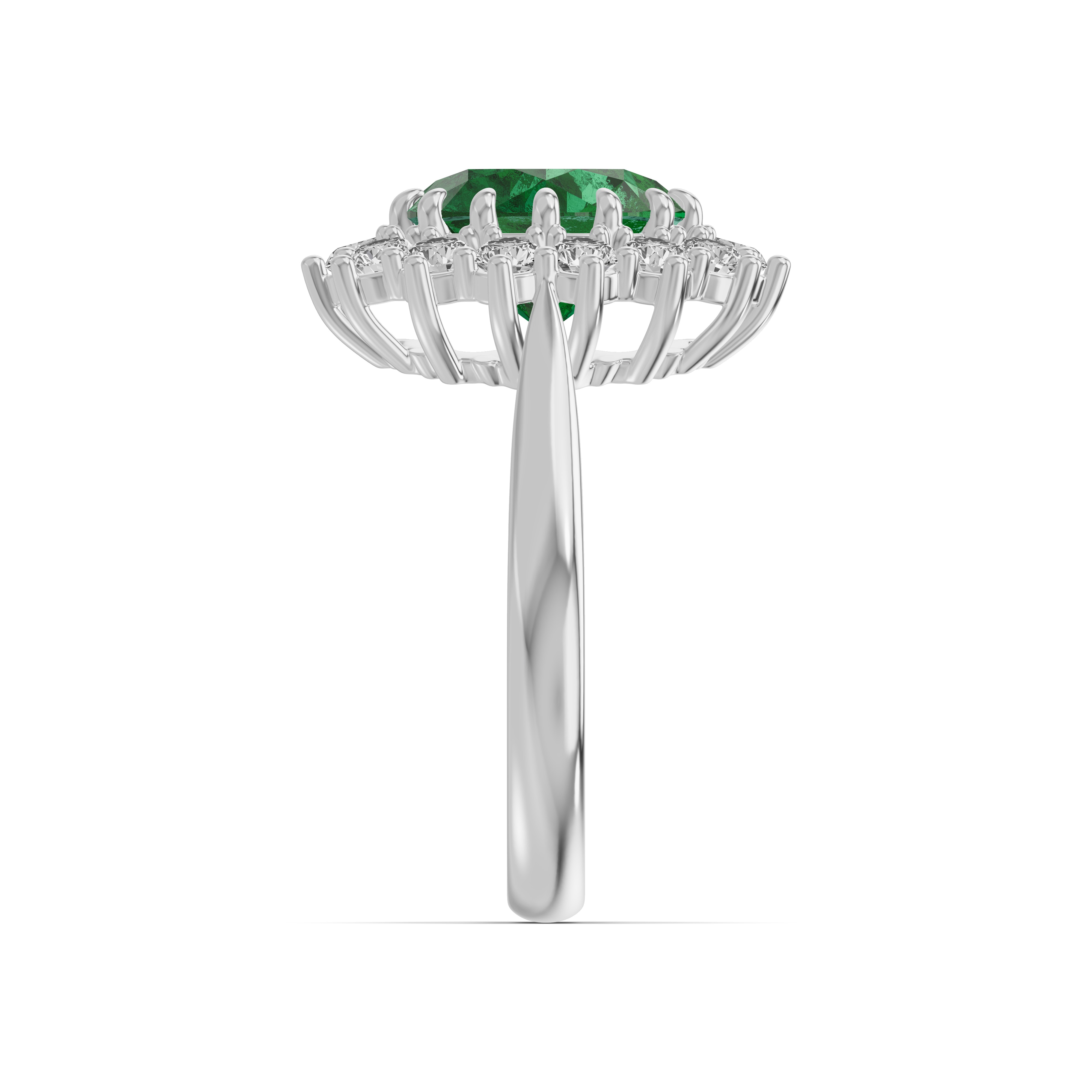 Iconic Oval Emerald & Diamond Halo Ring (10x8mm)