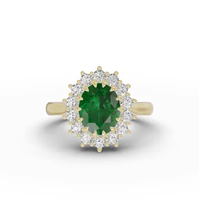 Iconic Oval Emerald & Lab Diamond Halo Ring (10x8mm)
