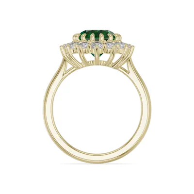 Iconic Oval Emerald & Lab Diamond Halo Ring (10x8mm)