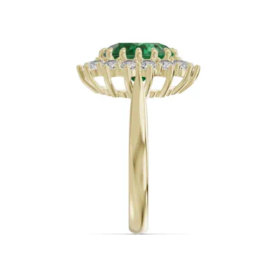 Iconic Oval Emerald & Lab Diamond Halo Ring (10x8mm)