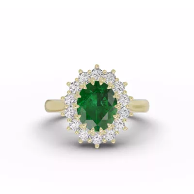 Iconic Oval Emerald & Diamond Halo Ring (10x8mm)