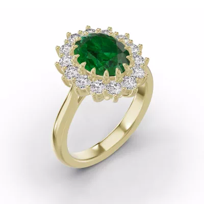 Iconic Oval Emerald & Diamond Halo Ring (10x8mm)