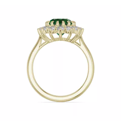 Iconic Oval Emerald & Diamond Halo Ring (10x8mm)