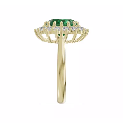 Iconic Oval Emerald & Diamond Halo Ring (10x8mm)