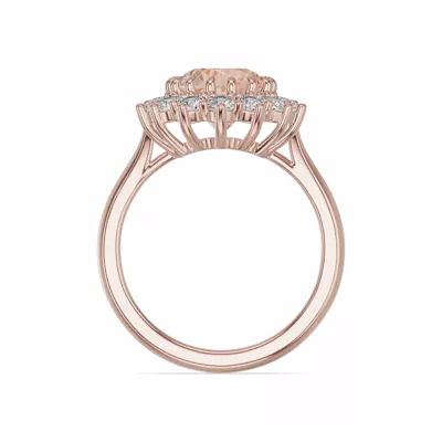 Iconic Oval Morganite & Lab Diamond Halo Ring (10x8mm)