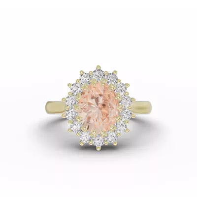 Iconic Oval Morganite & Diamond Halo Ring (10x8mm)