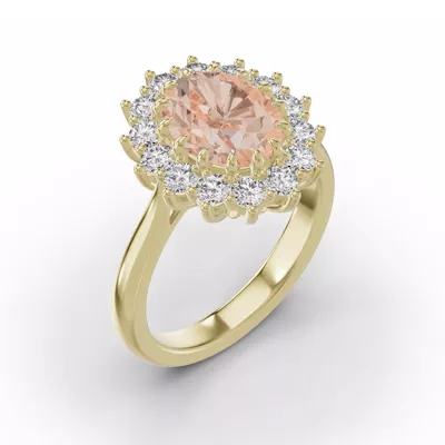 Iconic Oval Morganite & Diamond Halo Ring (10x8mm)