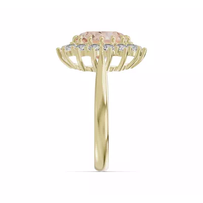 Iconic Oval Morganite & Diamond Halo Ring (10x8mm)
