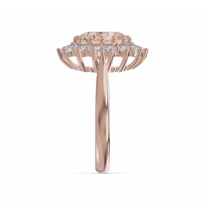 Iconic Oval Morganite & Diamond Halo Ring (10x8mm)