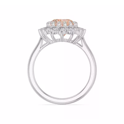 Iconic Oval Morganite & Lab Diamond Halo Ring (10x8mm)
