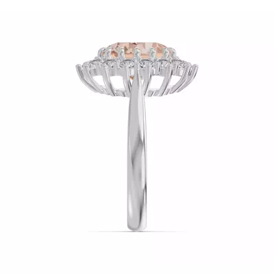 Iconic Oval Morganite & Lab Diamond Halo Ring (10x8mm)