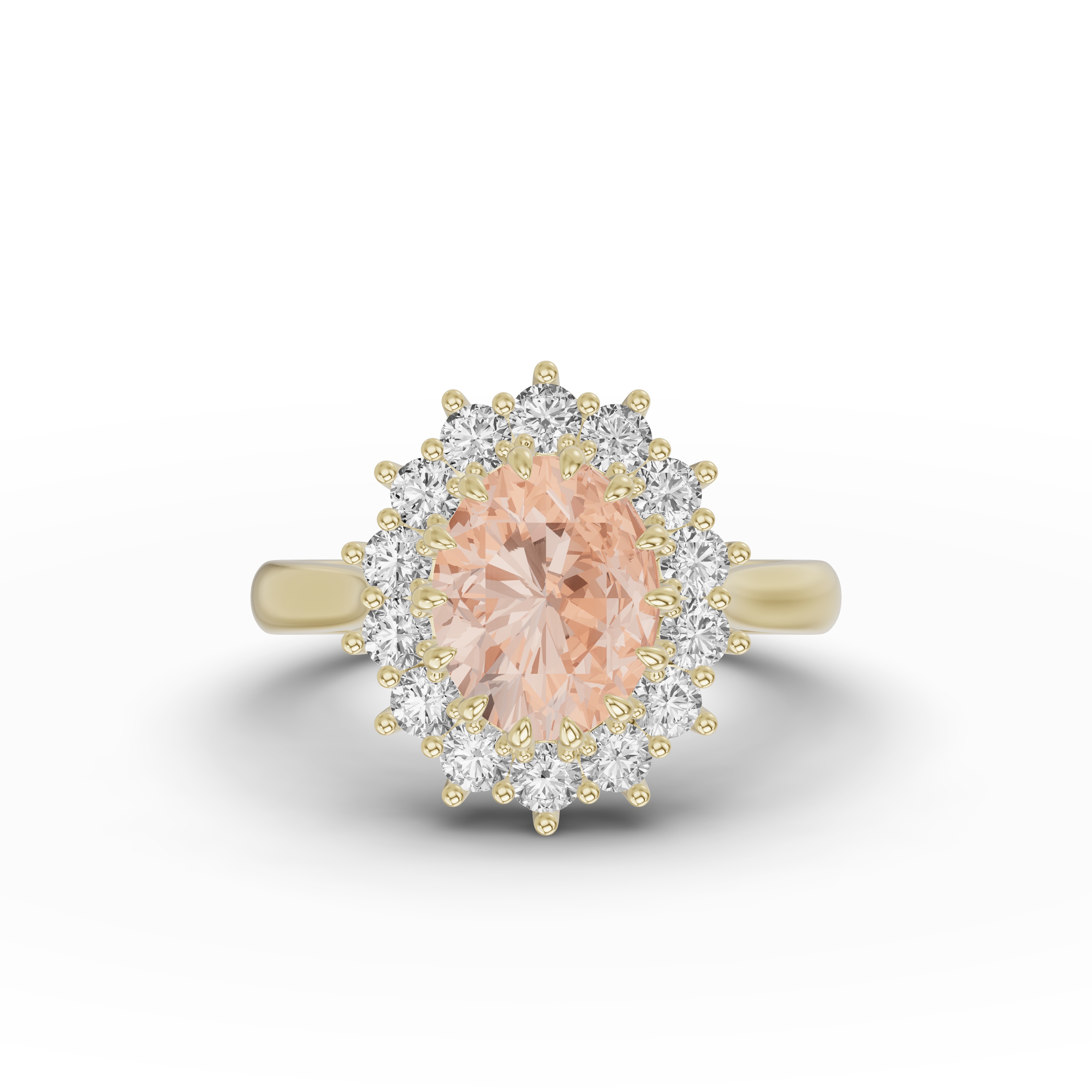 Iconic Oval Morganite & Diamond Halo Ring (10x8mm)