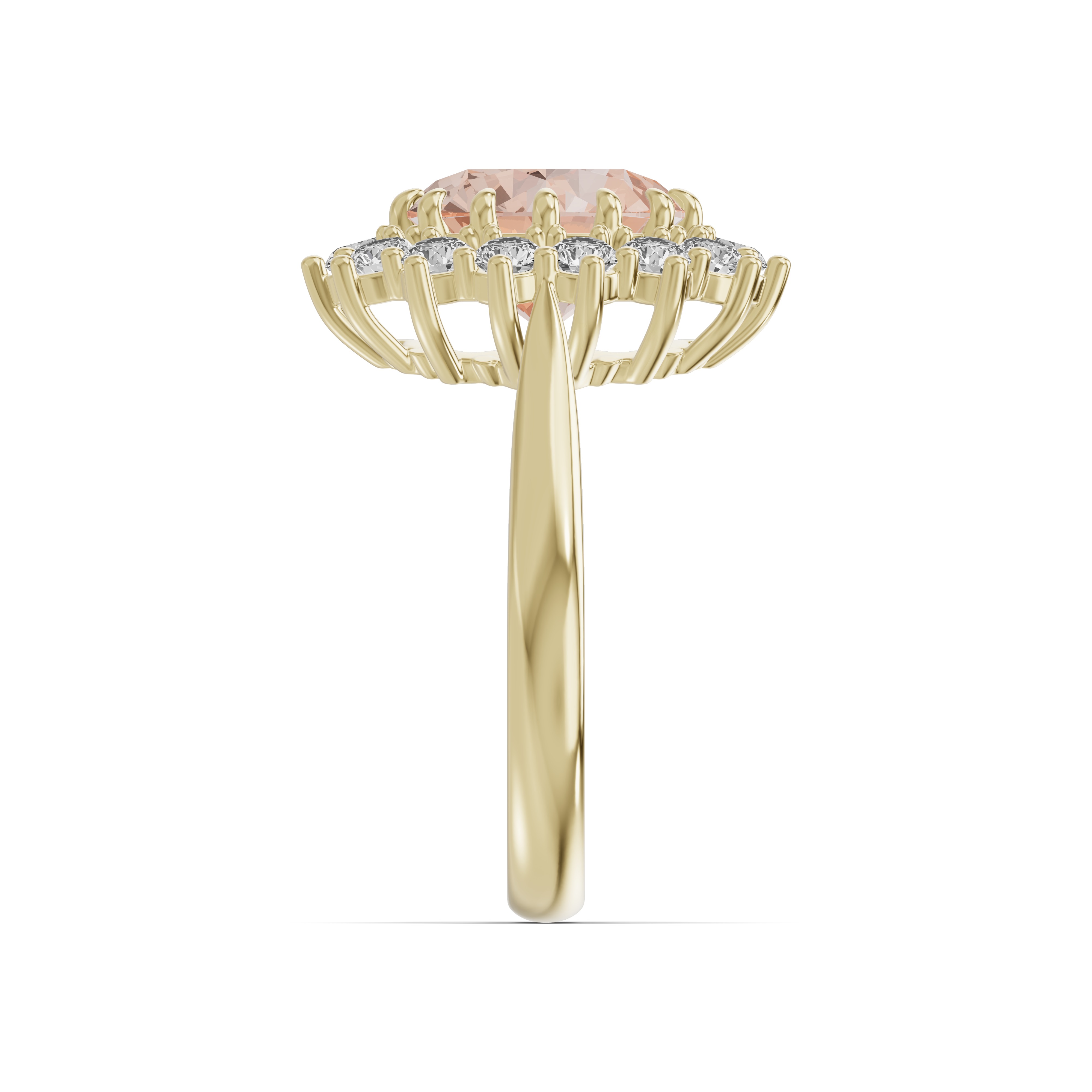 Iconic Oval Morganite & Diamond Halo Ring (10x8mm)