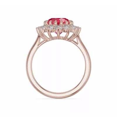 Iconic Oval Ruby & Lab Diamond Halo Ring (10x8mm)