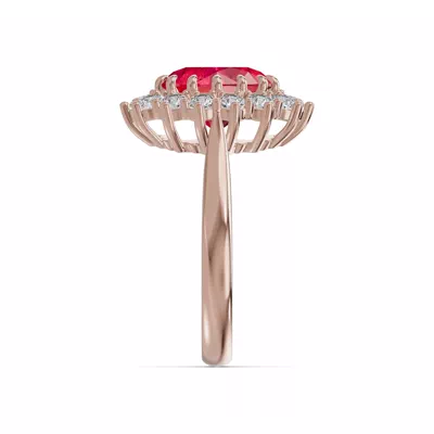 Iconic Oval Ruby & Diamond Halo Ring (10x8mm)