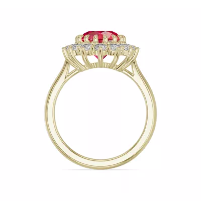Iconic Oval Ruby & Lab Diamond Halo Ring (10x8mm)