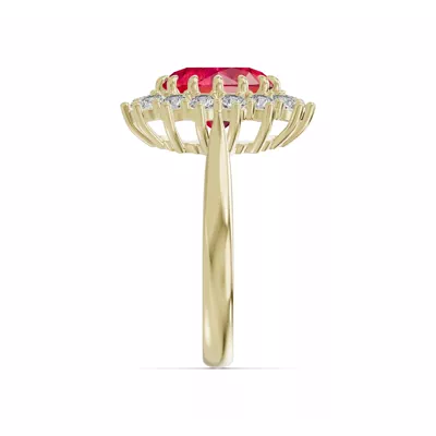 Iconic Oval Ruby & Lab Diamond Halo Ring (10x8mm)