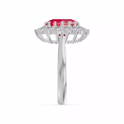 Iconic Oval Ruby & Lab Diamond Halo Ring (10x8mm)