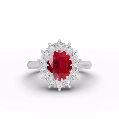 Iconic Oval Ruby & Diamond Halo Ring (10x8mm)