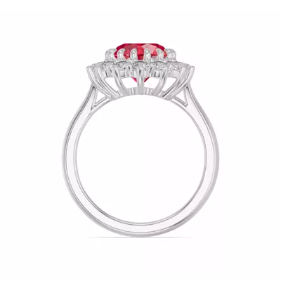 Iconic Oval Ruby & Diamond Halo Ring (10x8mm)