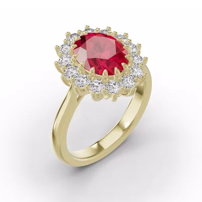 Iconic Oval Ruby & Diamond Halo Ring (10x8mm)
