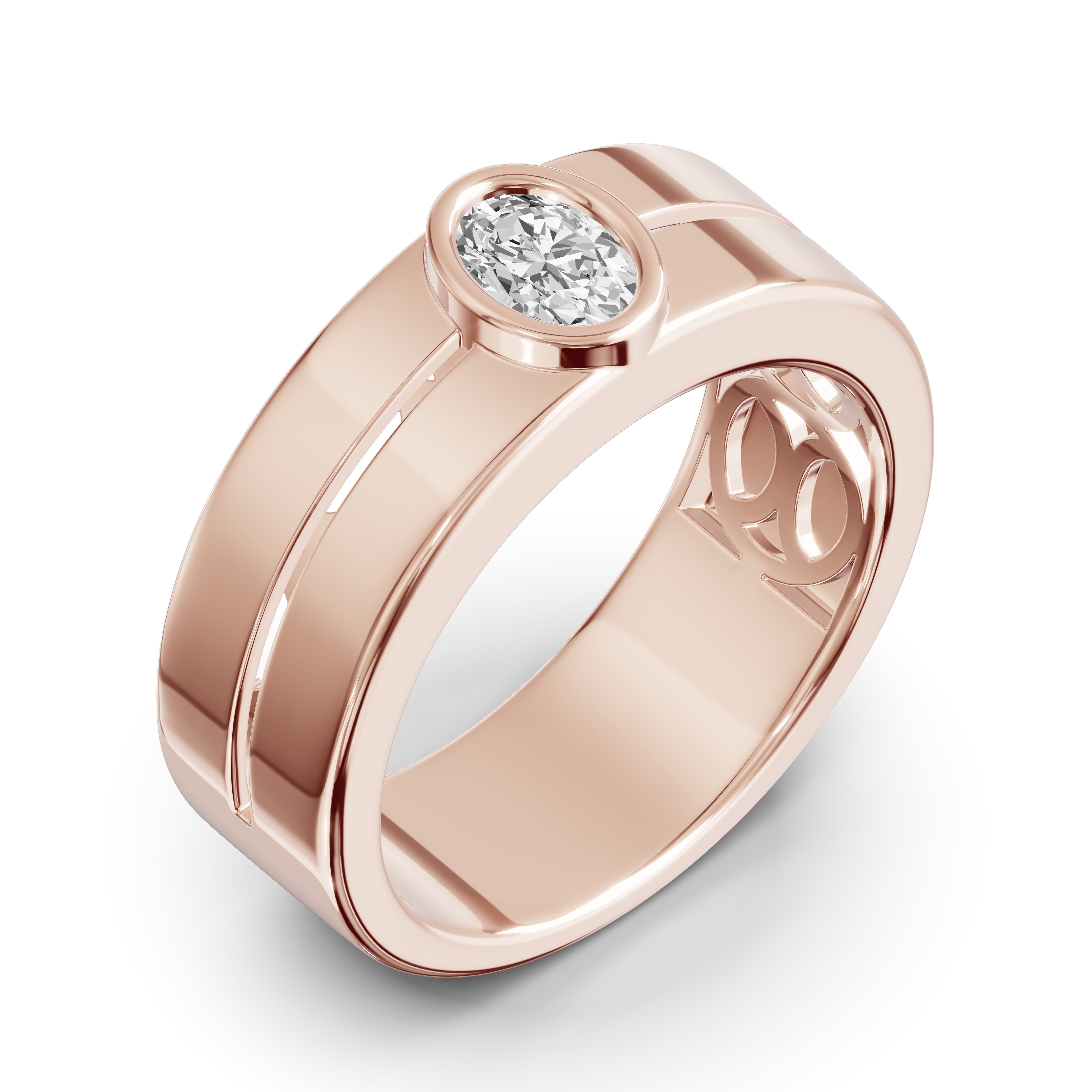 Grooved Oval Lab Diamond Bezel Band (.50 ct.)
