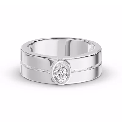 Grooved Oval Lab Diamond Bezel Band (.50 ct.)