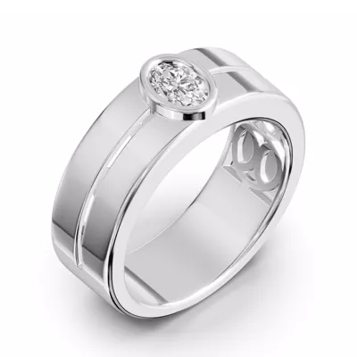 Grooved Oval Lab Diamond Bezel Band (.50 ct.)