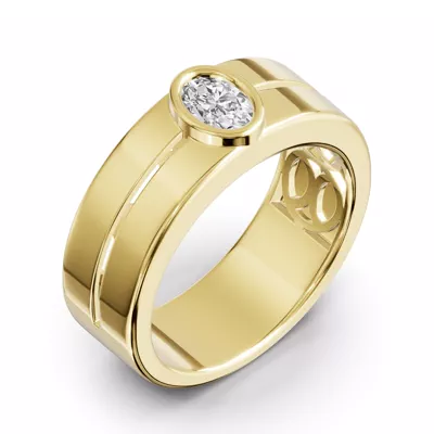Grooved Oval Lab Diamond Bezel Band (.50 ct.)