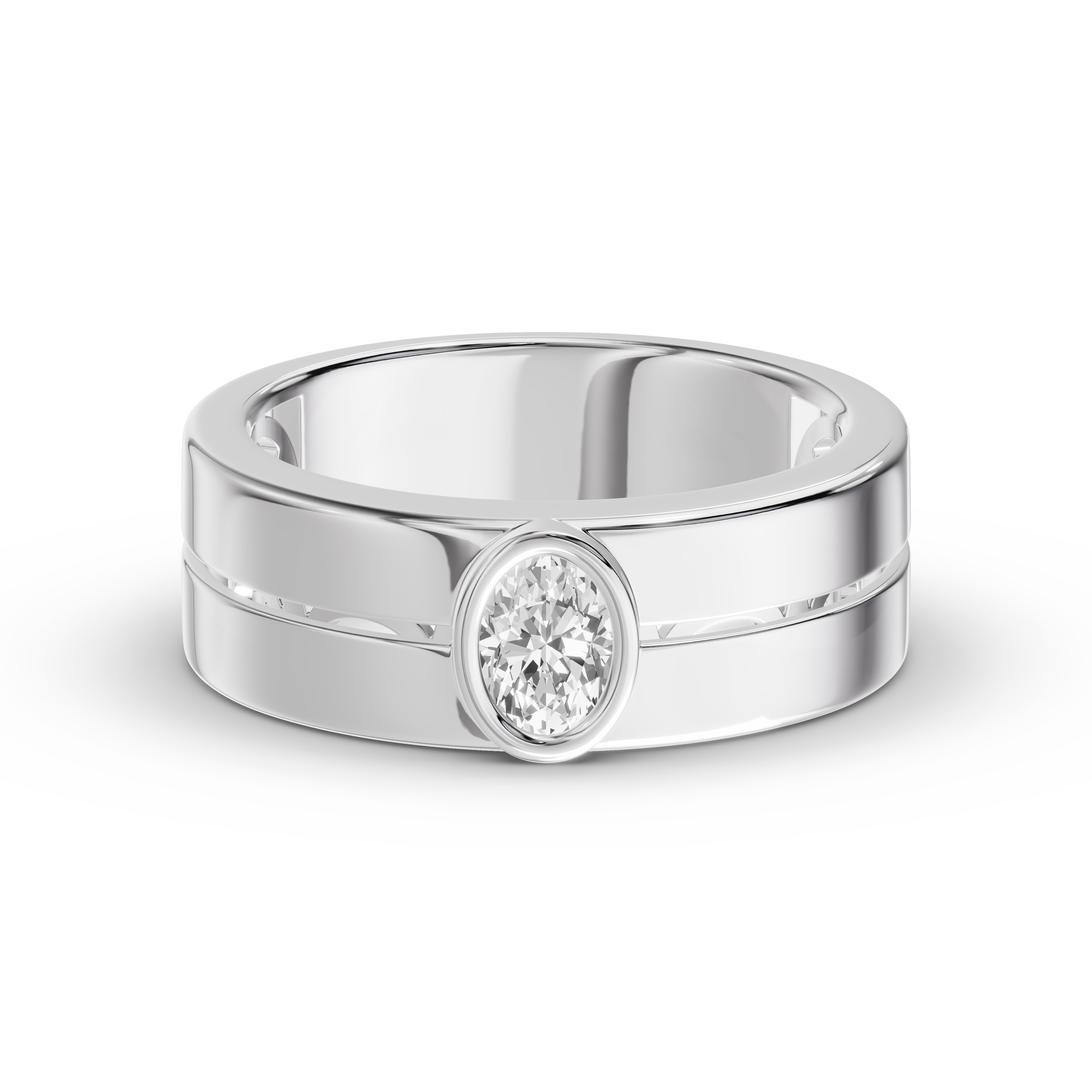 Grooved Oval Lab Diamond Bezel Band (.50 ct.)