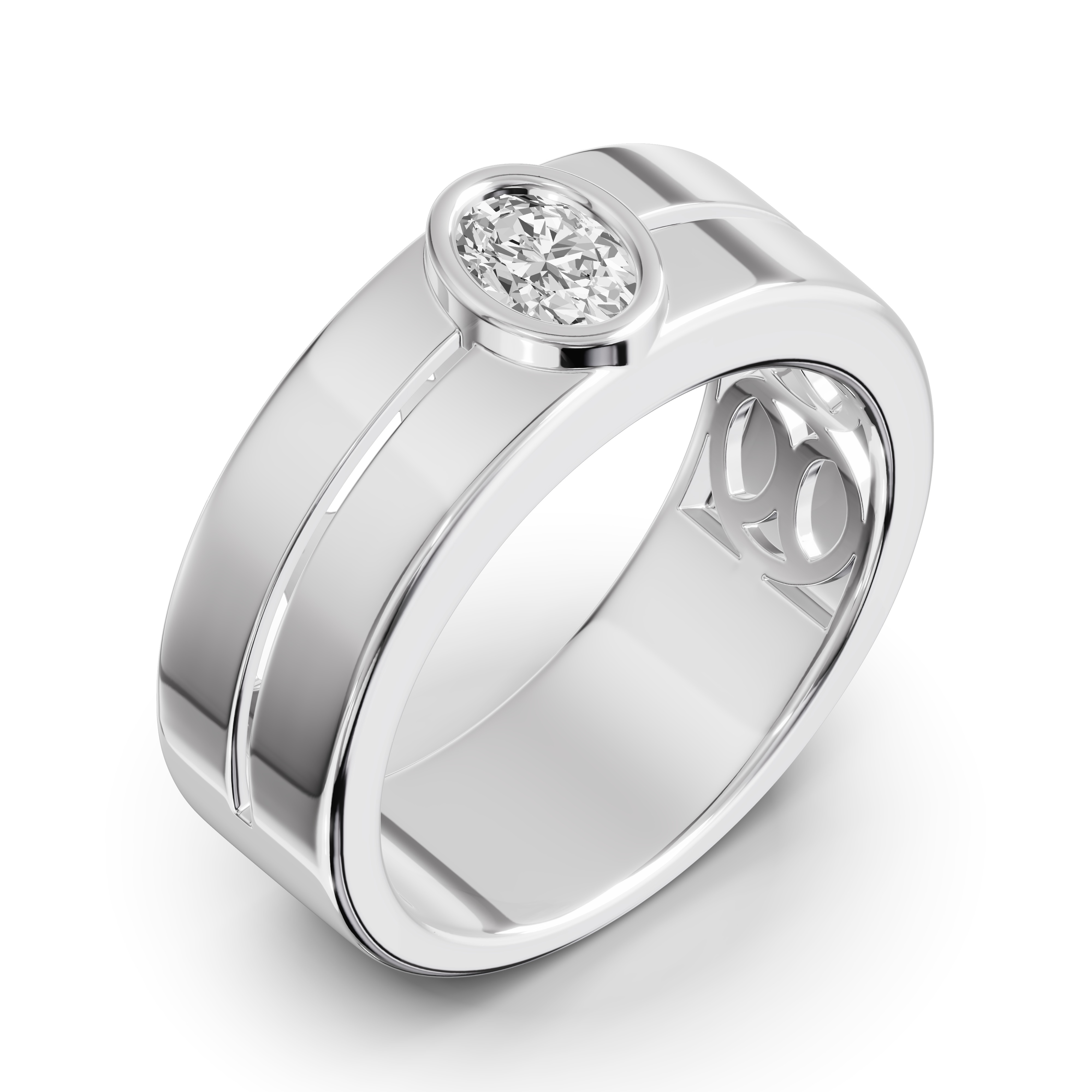 Grooved Oval Lab Diamond Bezel Band (.50 ct.)