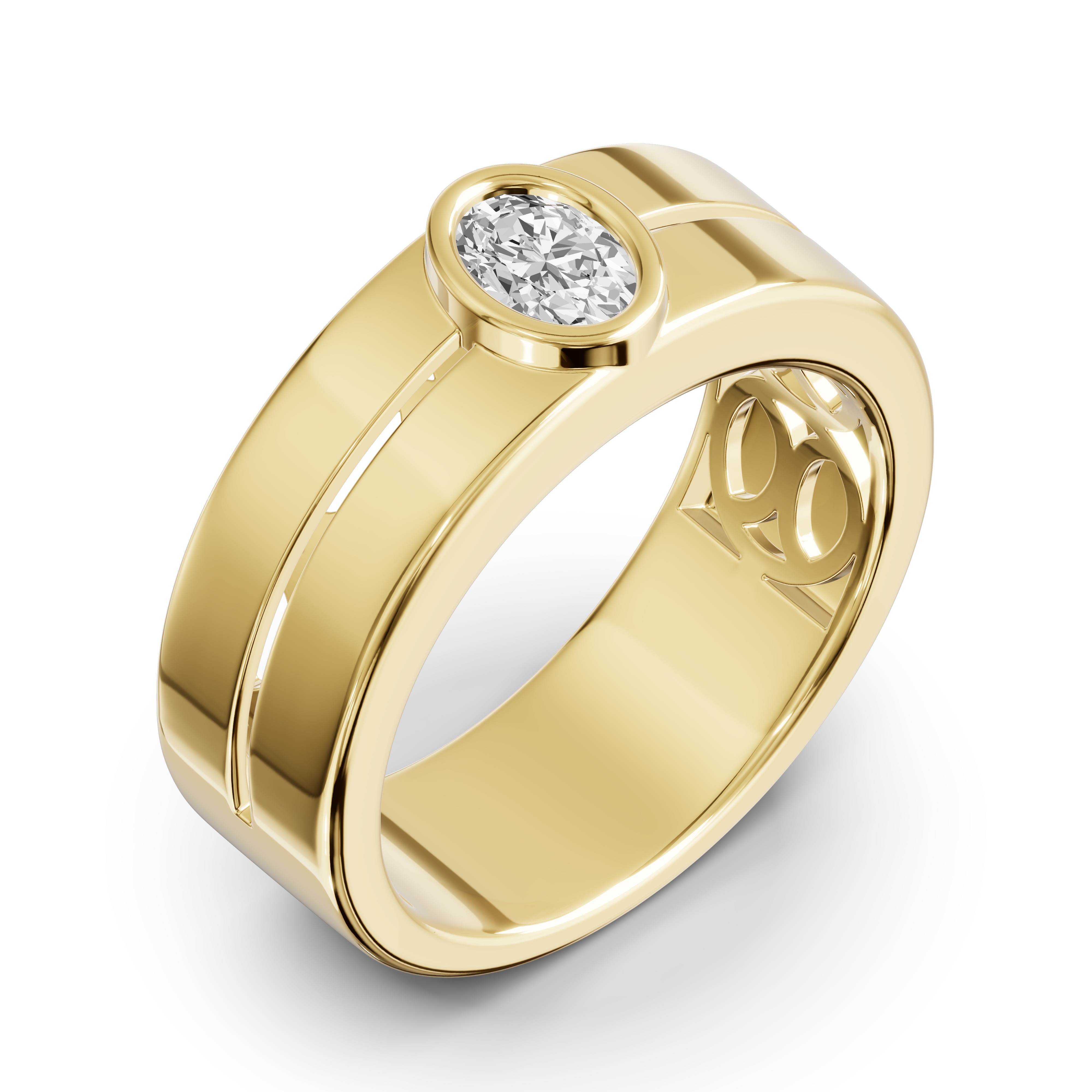 Grooved Oval Lab Diamond Bezel Band (.50 ct.)