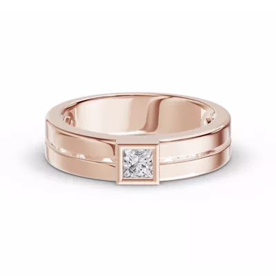 Grooved Princess-Cut Lab Diamond Bezel Band (.50 ct.)